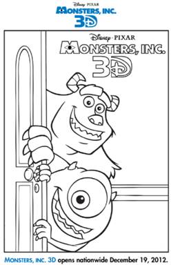 Free Monsters Inc 3D printable coloring sheet