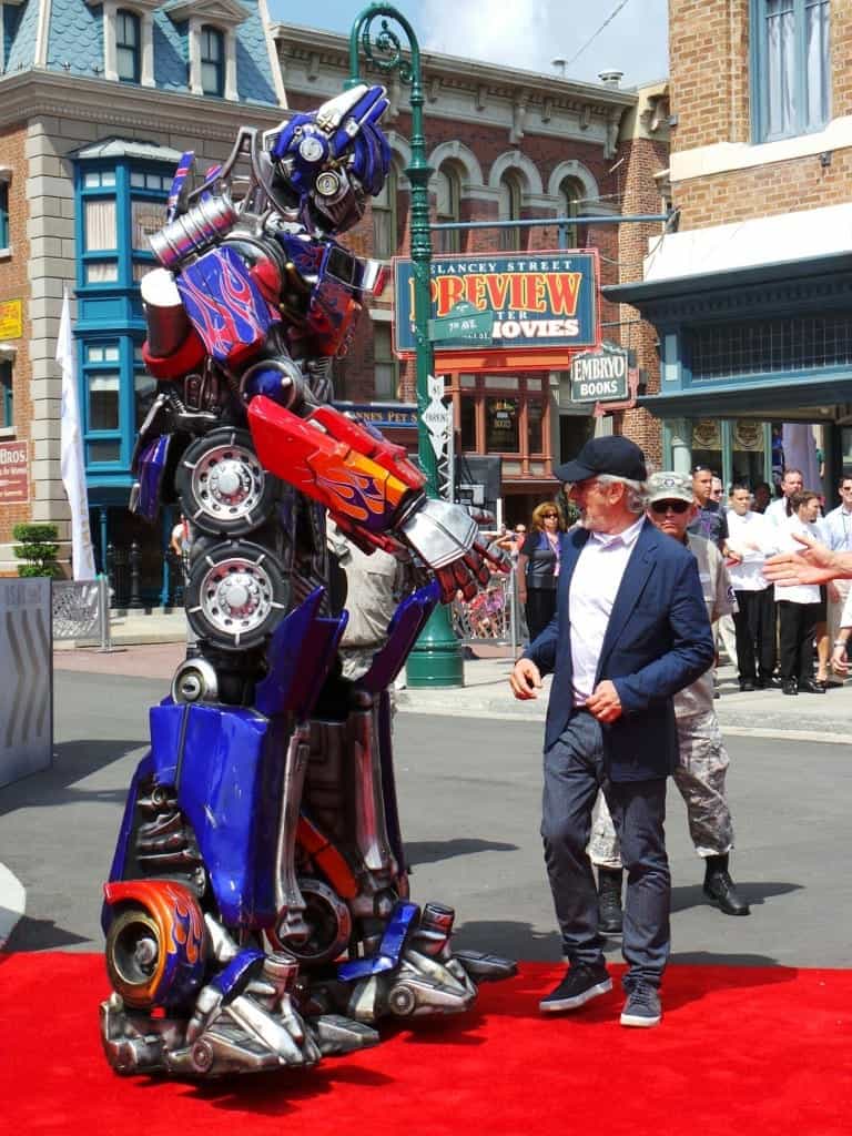 Steven Spielberg and Optimus Prime 