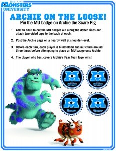 Monsters University free printables