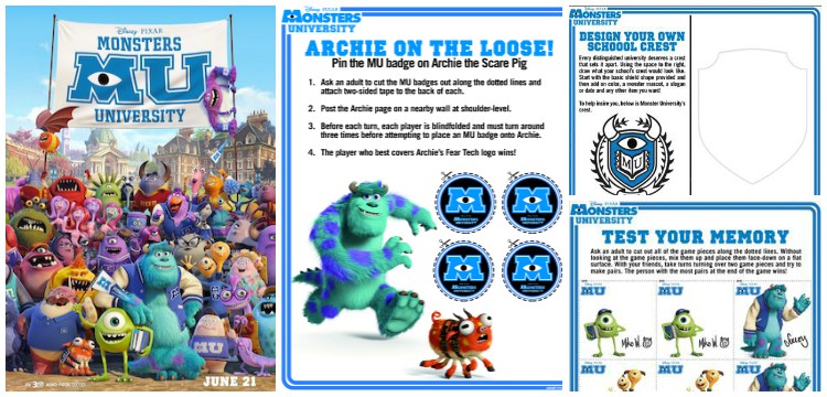New Monsters University Free Activity Sheets