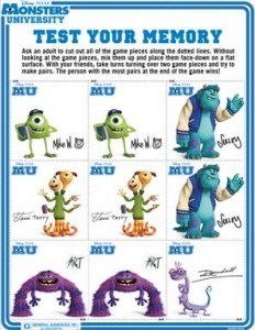 Monsters University free activity sheet