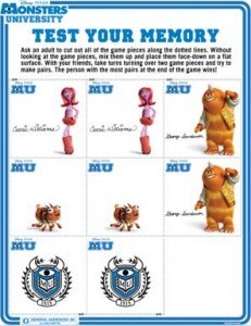 Monsters University free printables