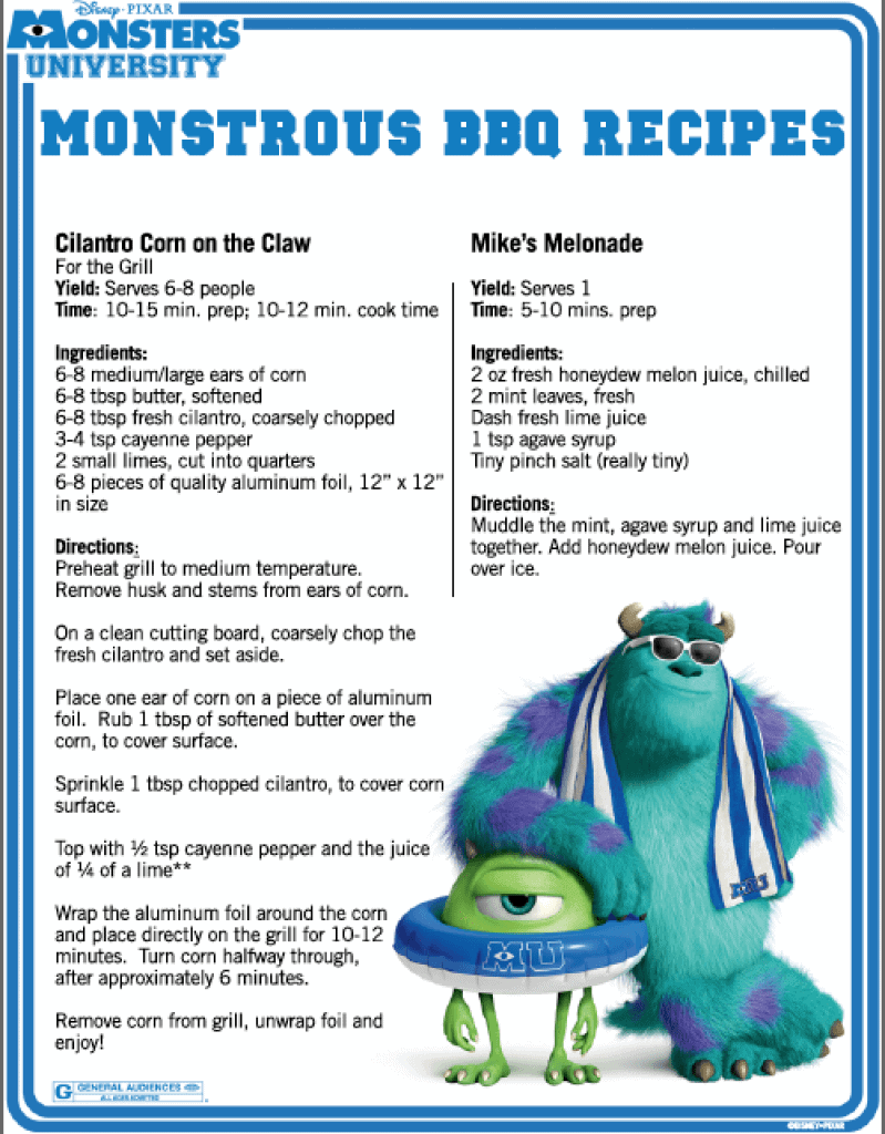 Monsters University BBQ recipe