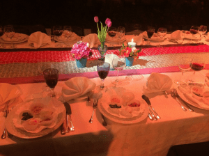 Passover seder table