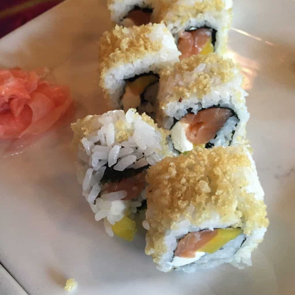 Salmon sushi roll at Kona Cafe