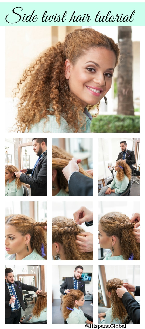 Looking for a new way to style your curls? This curly hair tutorial shows how stylist to the stars Mario Anton does a side twist step by step.