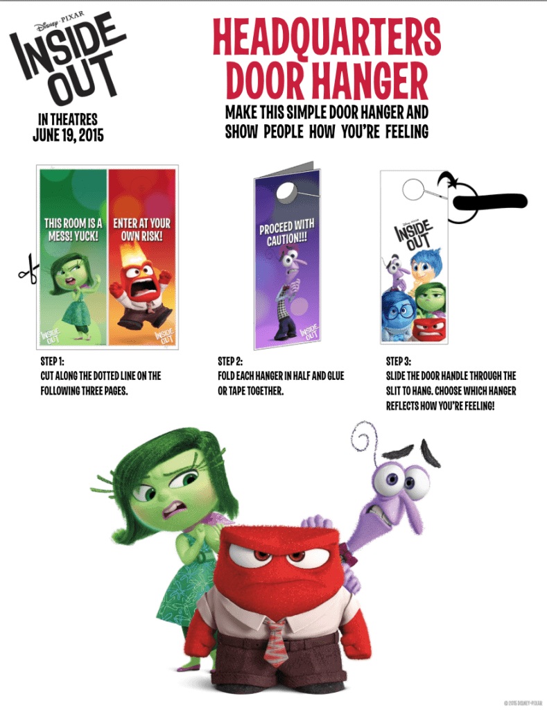 Inside Out door hanger activity