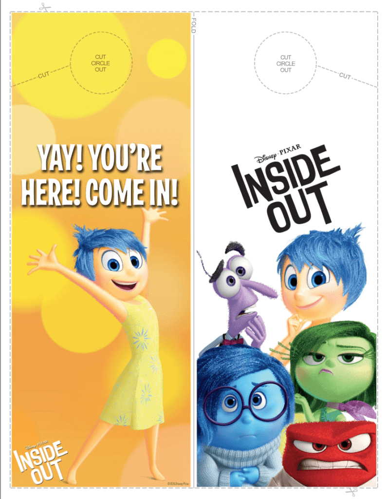 Inside Out door hanger printable