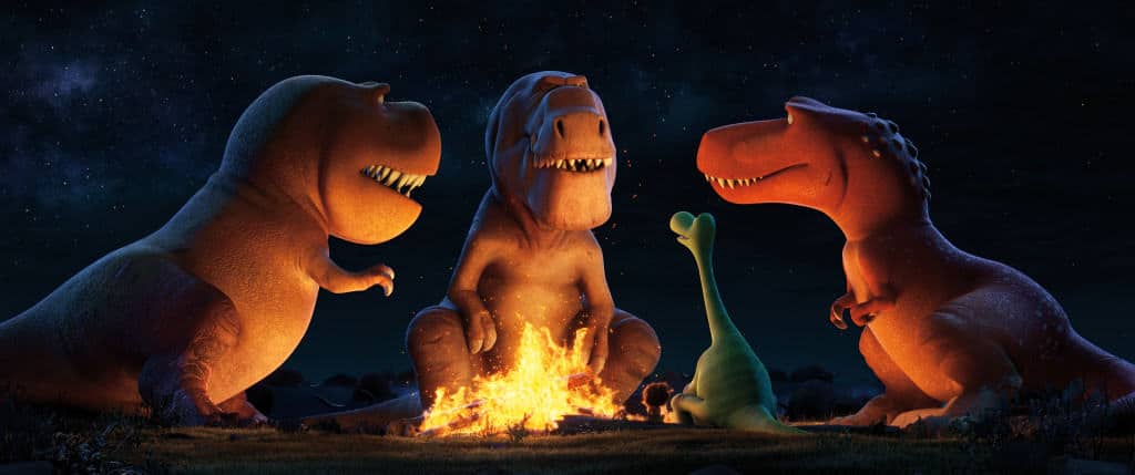 A TRIO OF T-REXES - An Apatosaurus named Arlo must face his fears (and three impressive T-Rexes) in Disney•Pixar's THE GOOD DINOSAUR. Featuring the voices of AJ Buckley, Anna Paquin and Sam Elliott as the T-Rexes, THE GOOD DINOSAUR opens in theaters nationwide Nov. 25, 2015. ©2015 Disney•Pixar. All Rights Reserved.