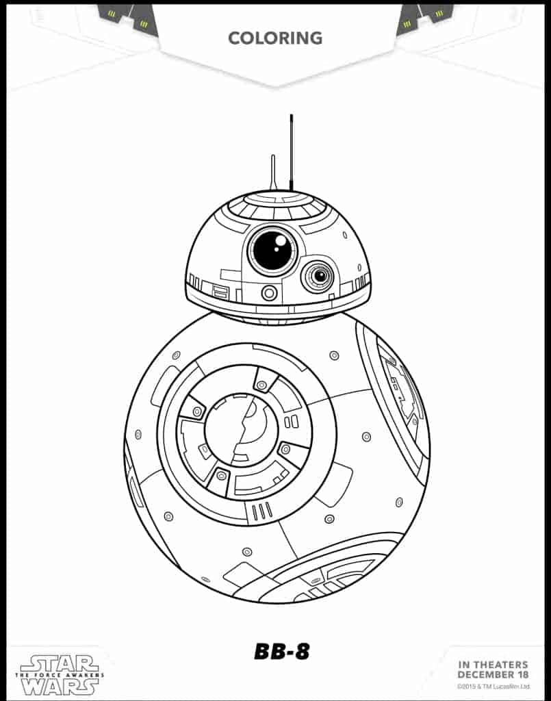 BB-8 free printable coloring sheet from Star Wars The Force Awakens