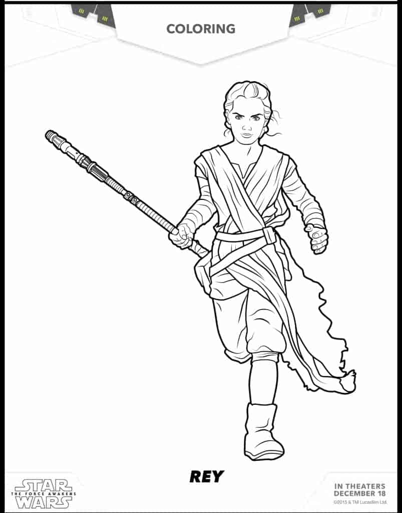 Rey free Star Wars coloring sheets