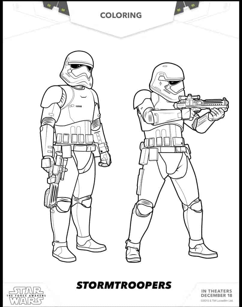 Stormtroppers free coloring sheets Star Wars