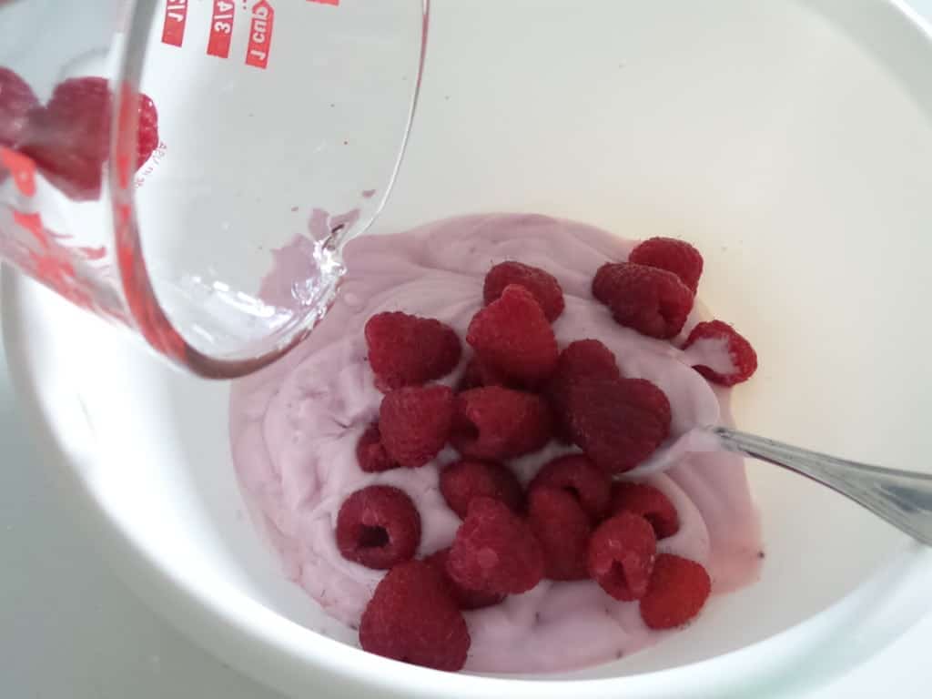 Fresh raspberries and yogurt mixed
