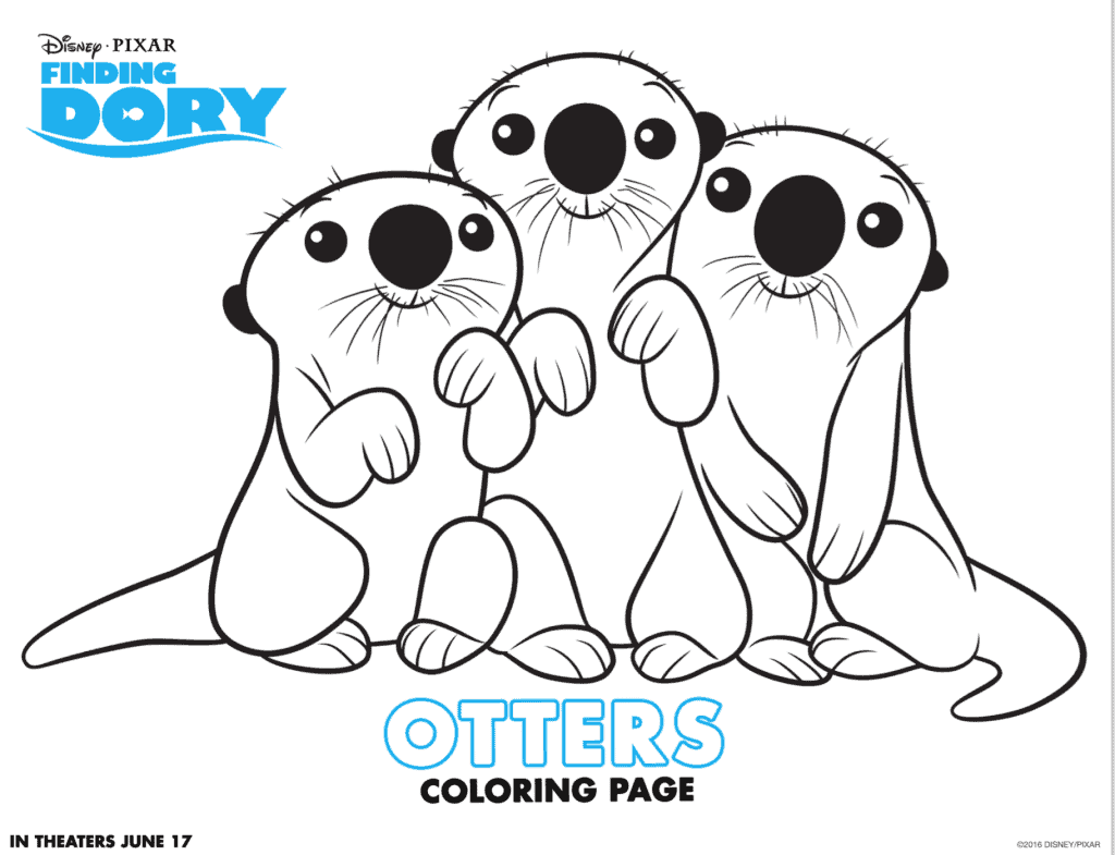 otters from Finding Dory coloring sheet printable