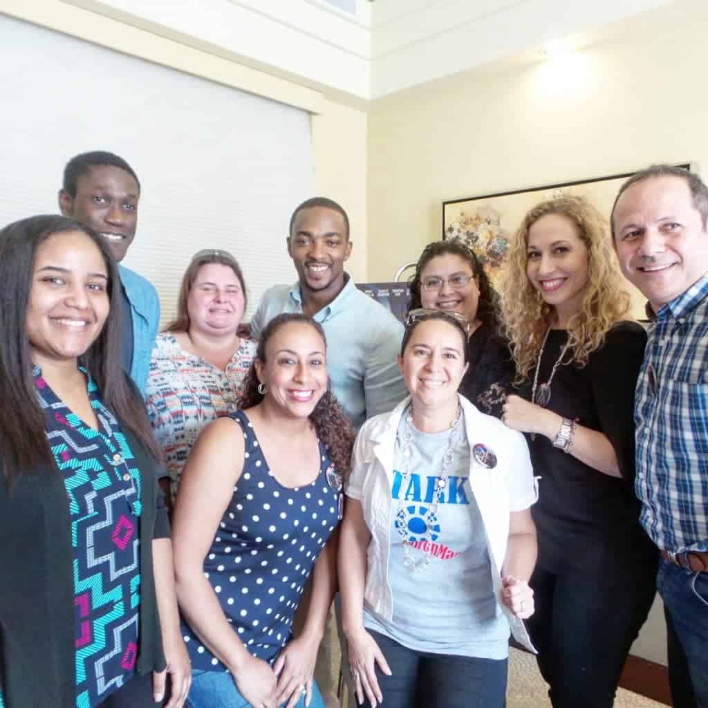 Anthony Mackie and press in Miami