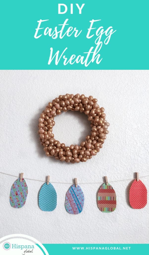 This simple, inexpensive and beautiful Easter egg wreath DIY is so easy to make!