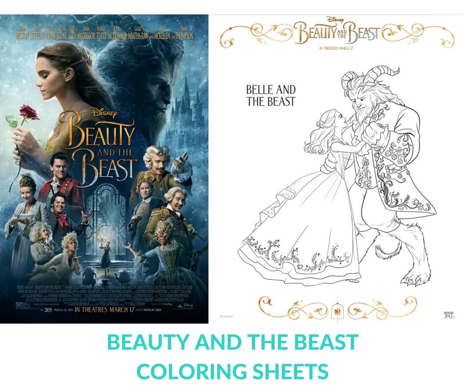 Beauty and the Beast free coloring sheets