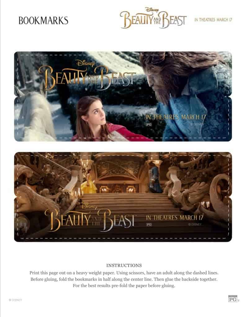 Free Beauty and the Beast bookmarks printables