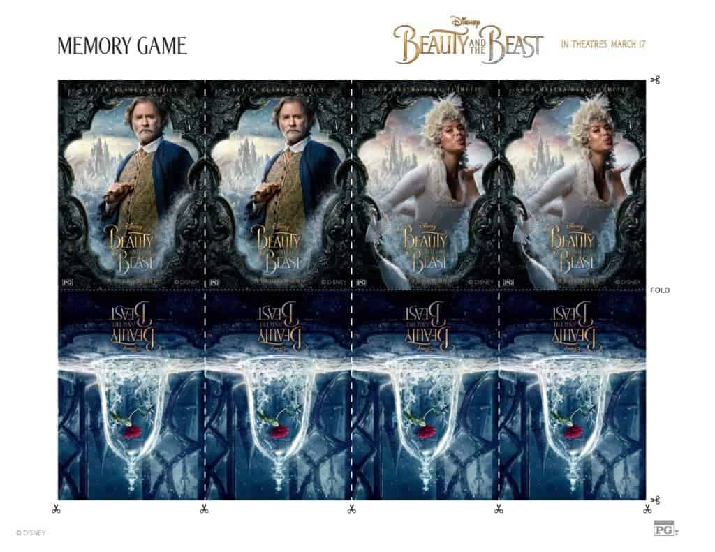 Free Beauty and the Beast printables, memory game