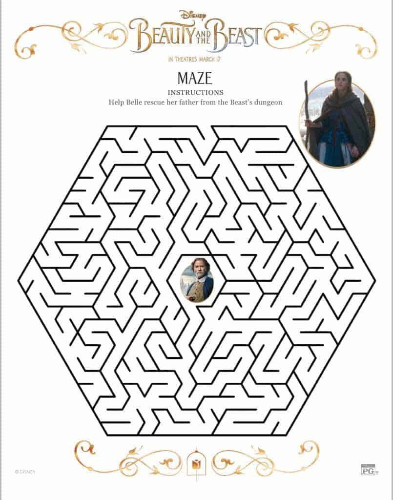 Free printables from Beauty and the Beast Maze