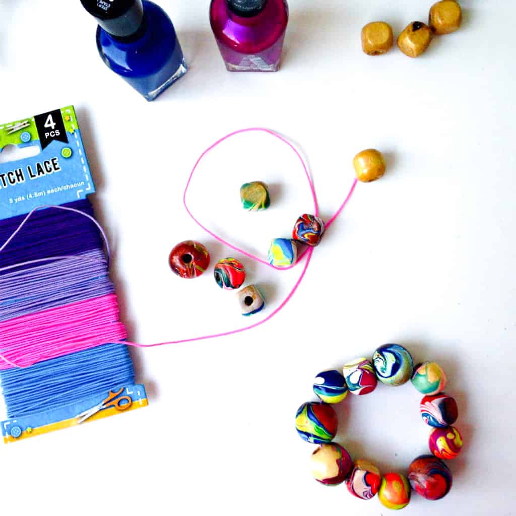 Nail Polish Marbled Beads & Bracelet DIY Craft Tutorial