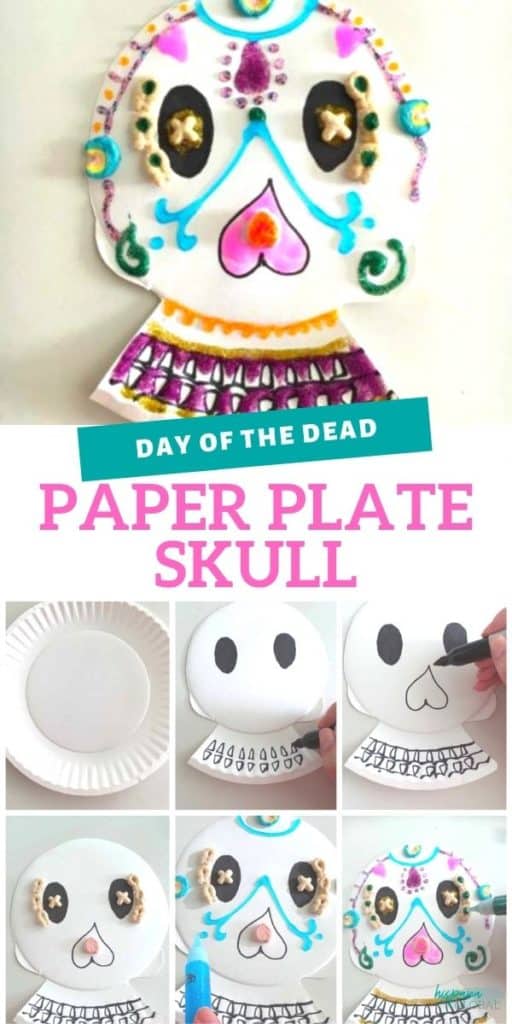 Paper plate skull DIY for the Day of the Dead