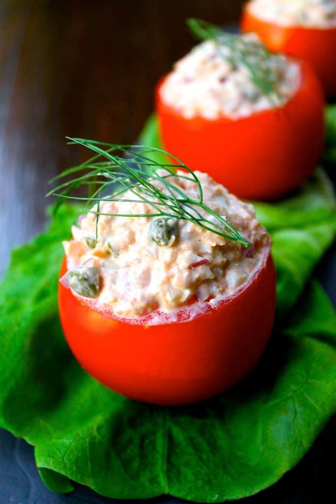 Canned Salmon Salad-Filled Tomatoes Recipe