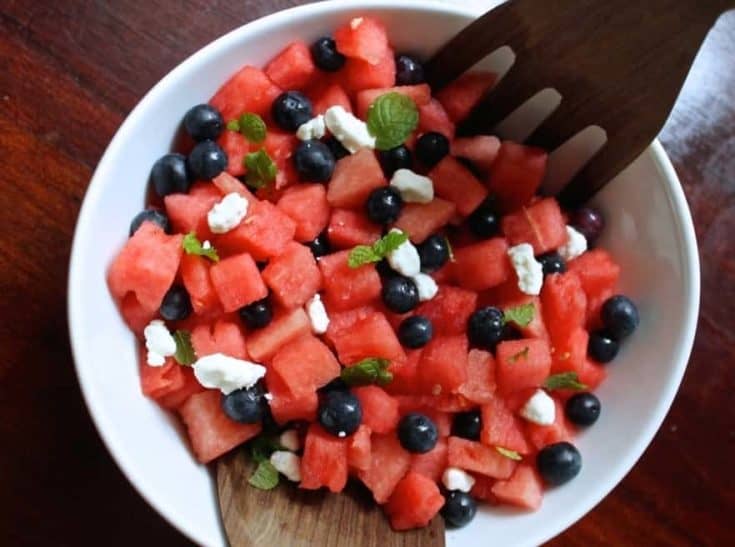 Watermelon and blueberries salad, perfectly refreshing and healthy recipe for the summr