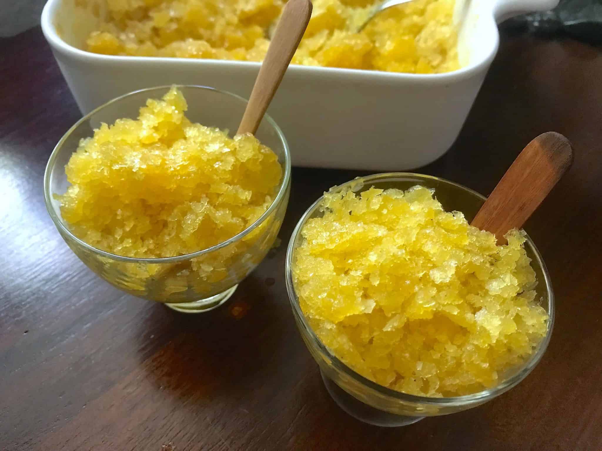This passion fruit granita (or Italian ice) recipe is not only super refreshing, it is so yummy! Easily make it at home following 4 simple steps.