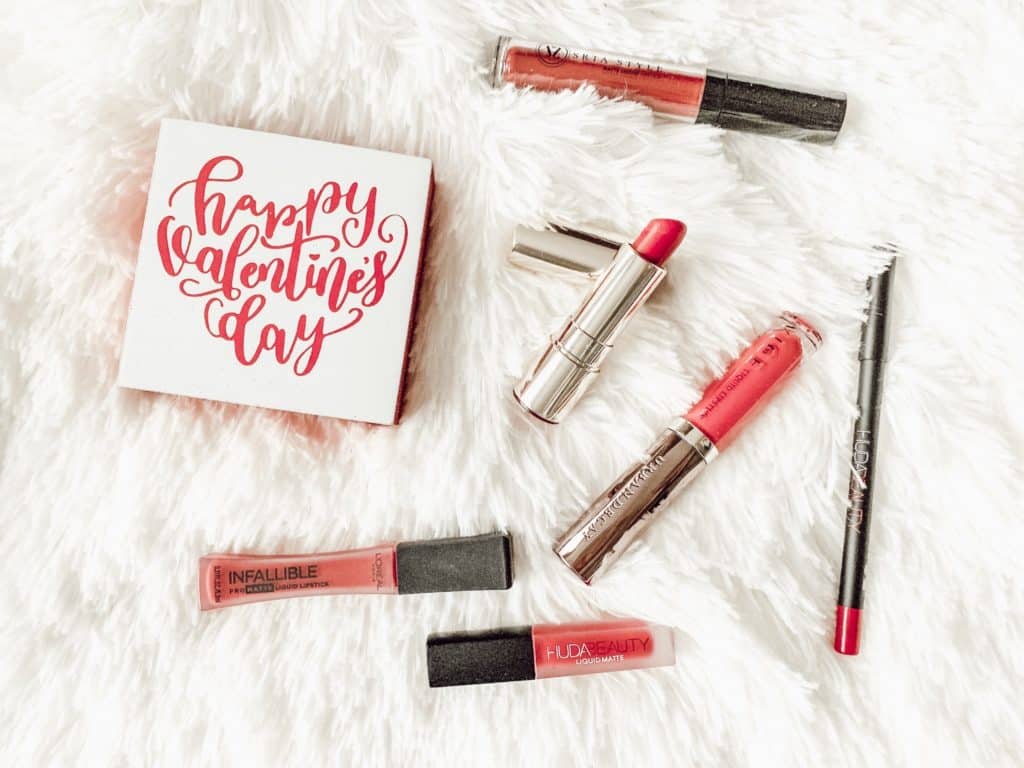 Valentine's Day makeup look lip palette.