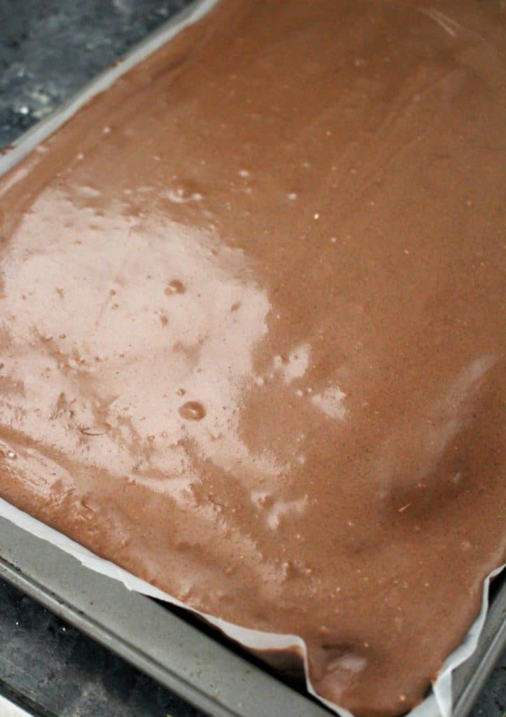 Caramel brownies mix in pan