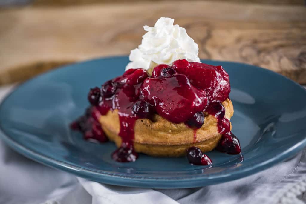 Golden Malted Belgian Waffle with Berry Compote