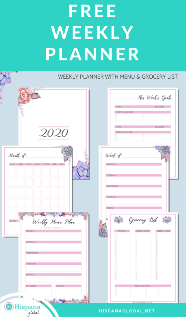 This free weekly planner will help you stay organized all year long thanks to its to-do list, weekly and monthly calendar, shopping list and menu planner.