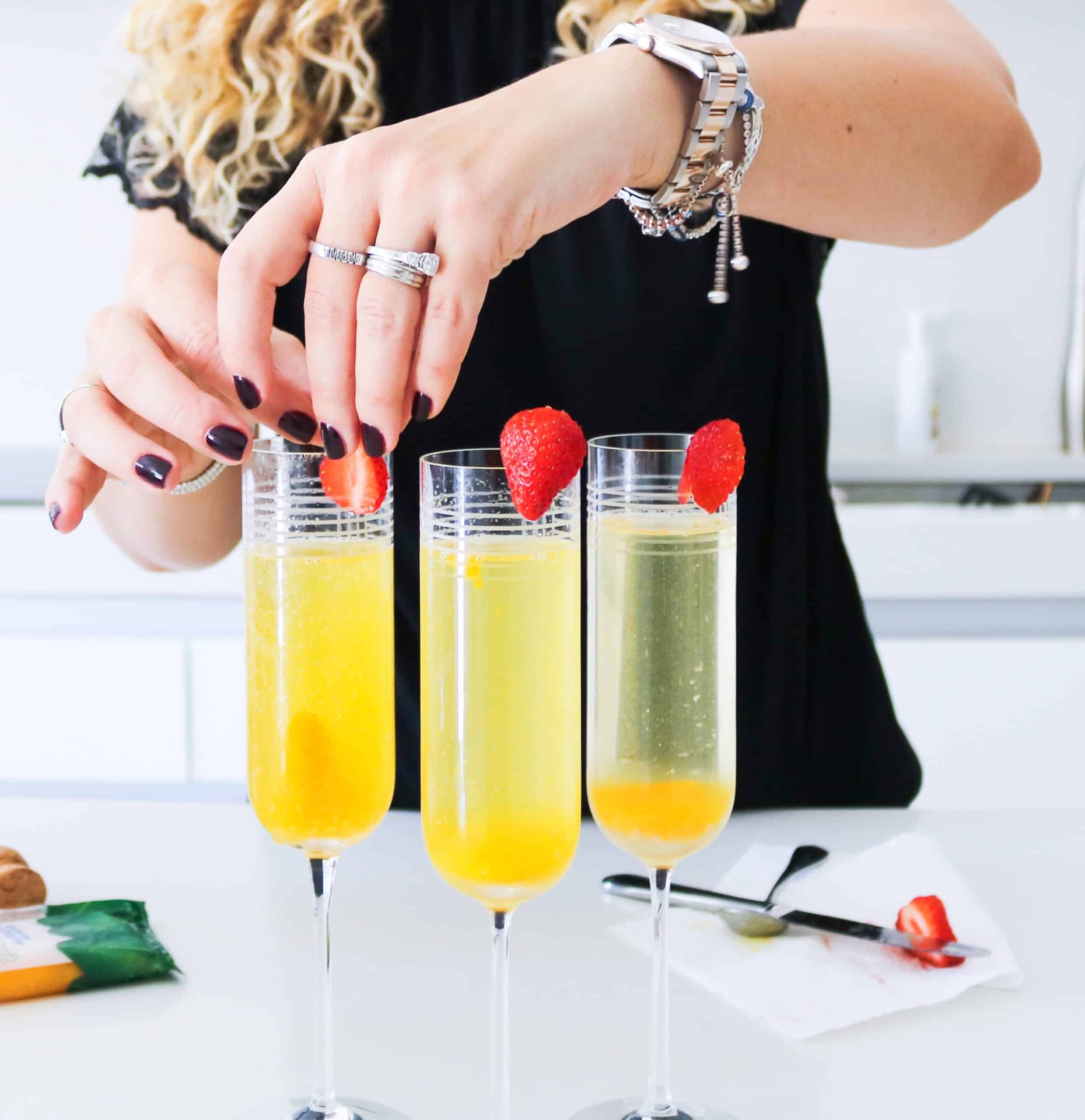 Refreshing and easy Prosecco passion fruit mimosa