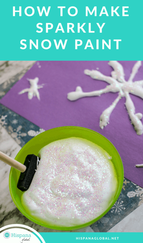 How to make sparkly snow paint to keep kids entertained at home. Perfect activity for a rainy or snowy day!