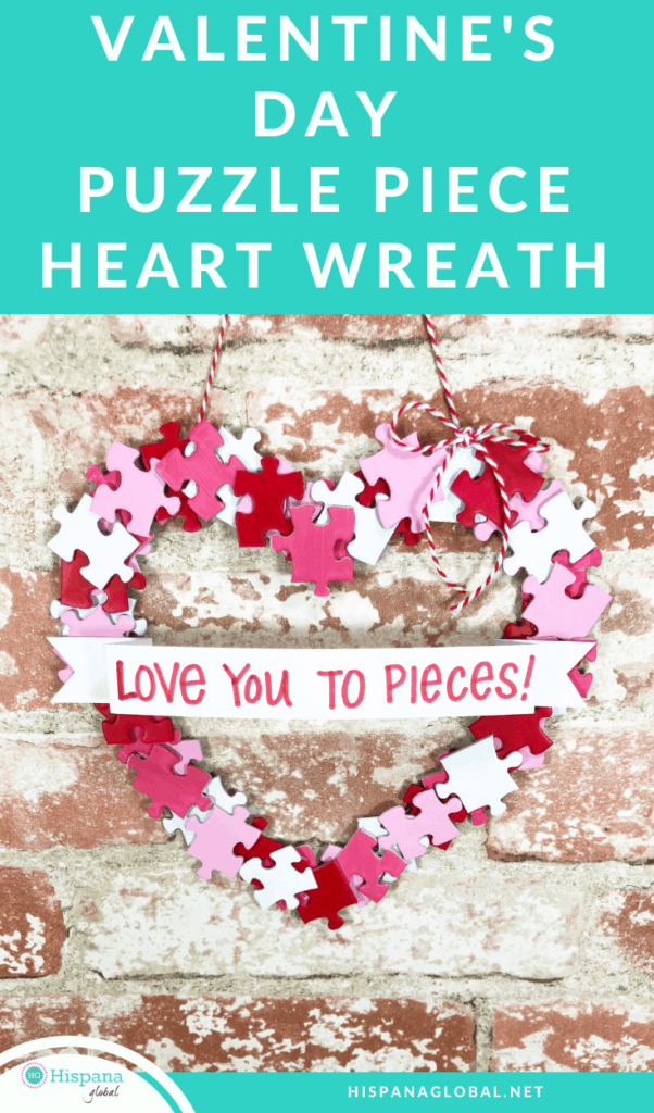 Upcycle your old puzzles with this lovely DIY. Here's how to make a heart wreath with puzzle pieces to decorate your home for Valentine's Day!