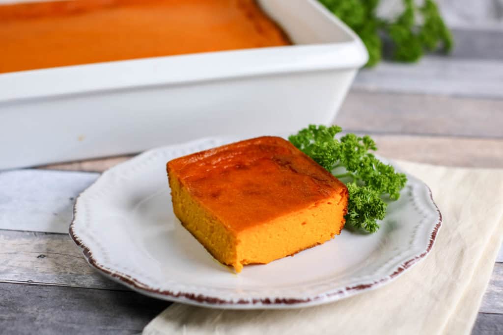 This easy carrot souffle is the perfect vegetarian side dish. Make it in just minutes if you have extra carrots on hand!