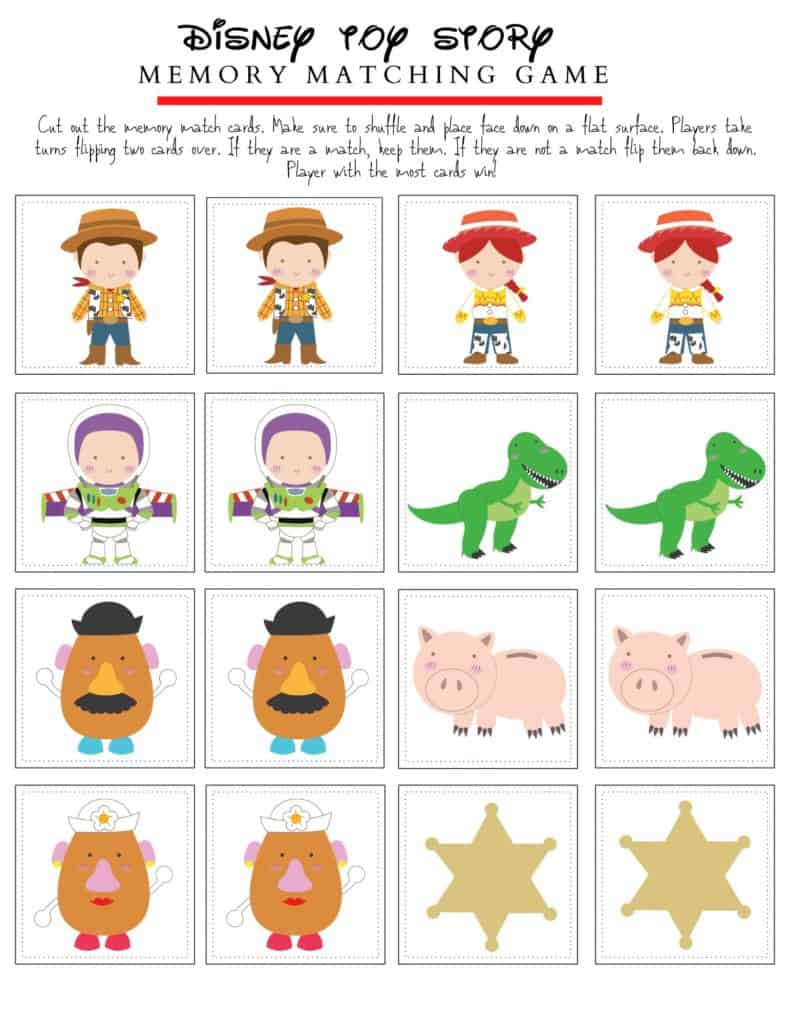 Free Toy Story Memory Game Printable Inspired By Pixar Hispana Global