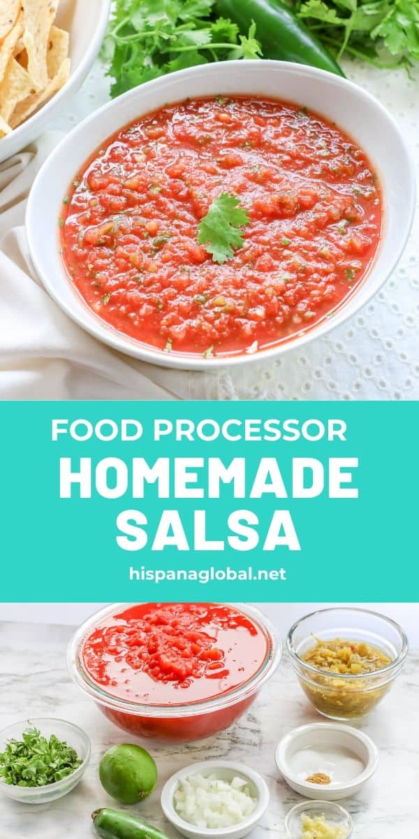 This homemade salsa recipe is easy to make, delicious, and uses canned tomatoes. It's perfect for chips, tacos, and quesadillas!