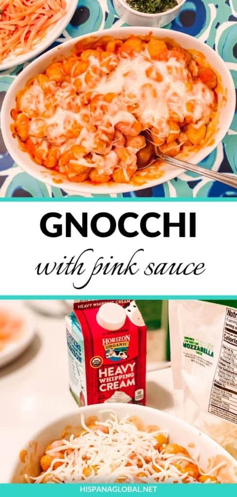 Easy gnocchi with pink sauce recipe. You can make it with ingredients you probably already have in your pantry.
