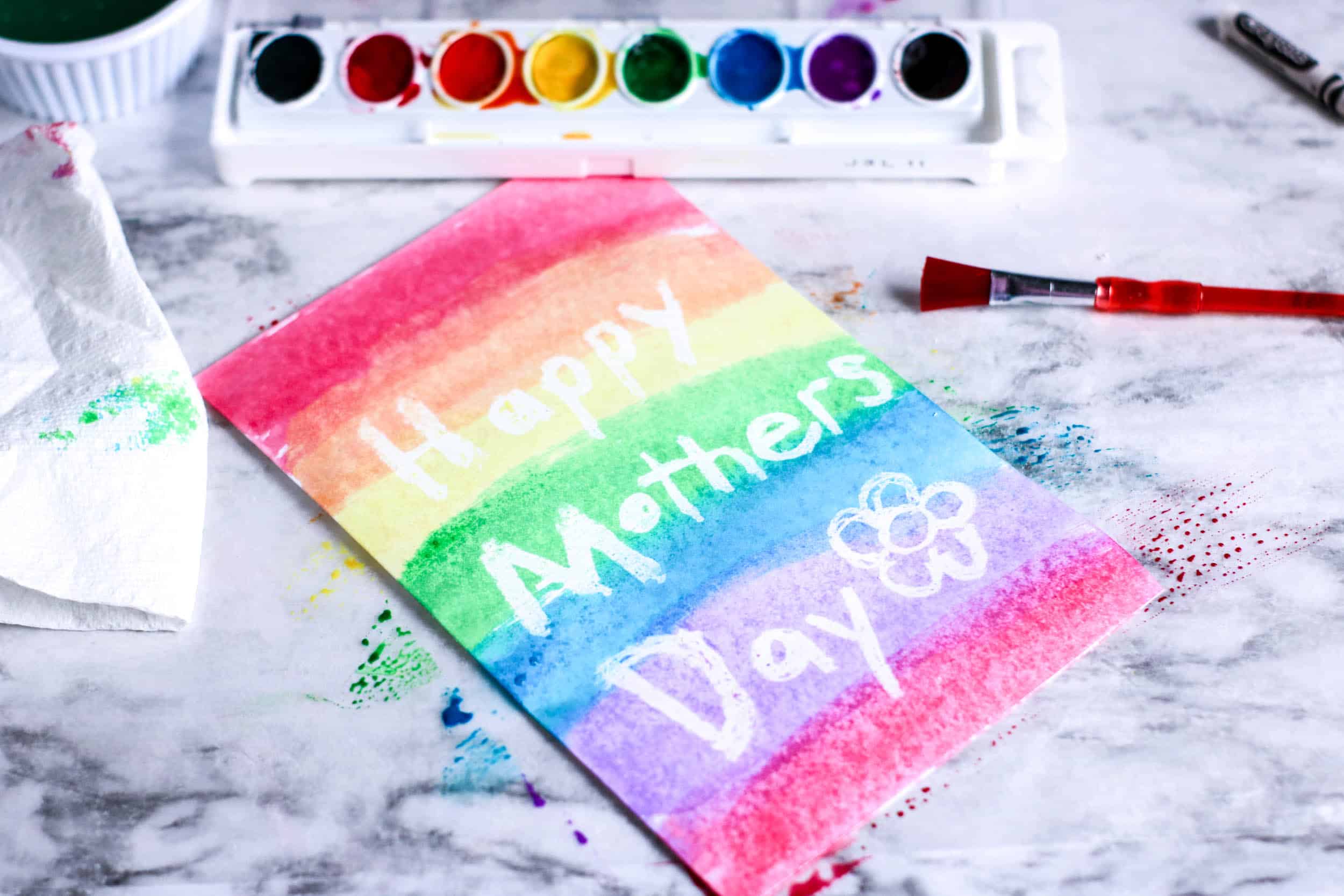 Beautiful Watercolor Resist Mother’s Day Card