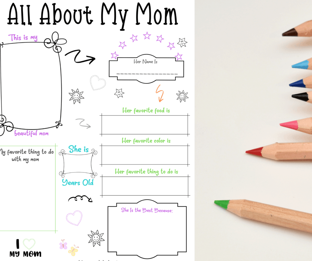 This free Mother's Day activity sheet is not only a cute printable, but it will also melt Mom's heart once kids fill it out.