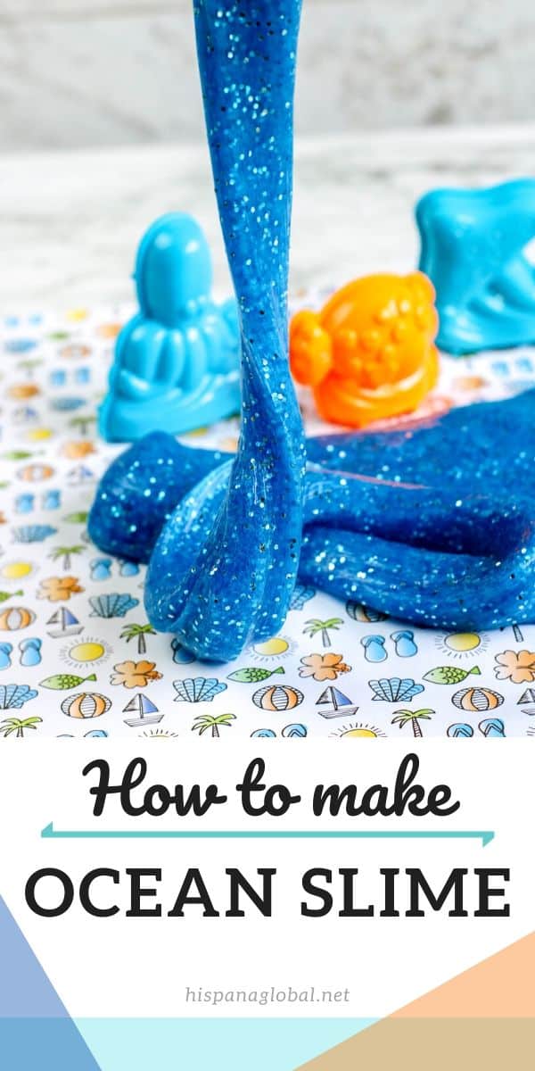 Beautiful and sparkly blue ocean slime DIY