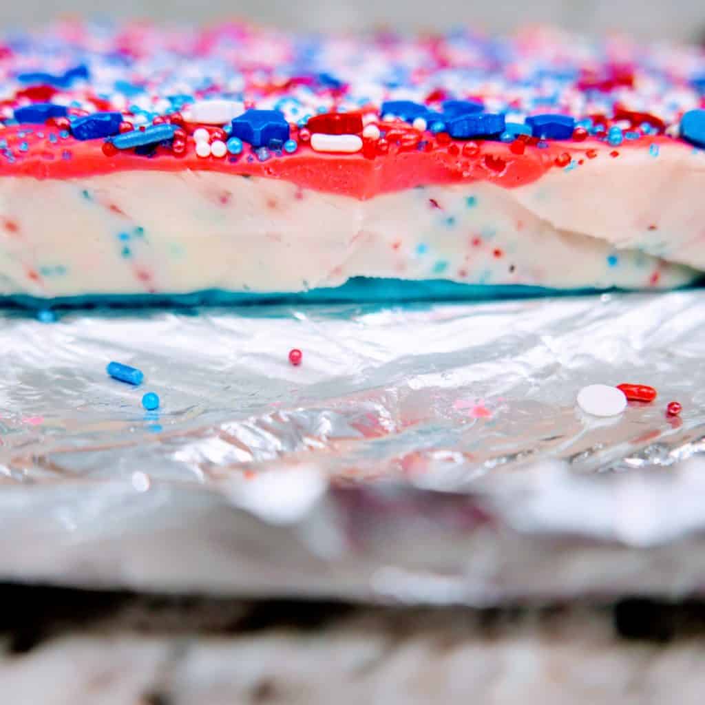 Red white and blue homemade fudge done