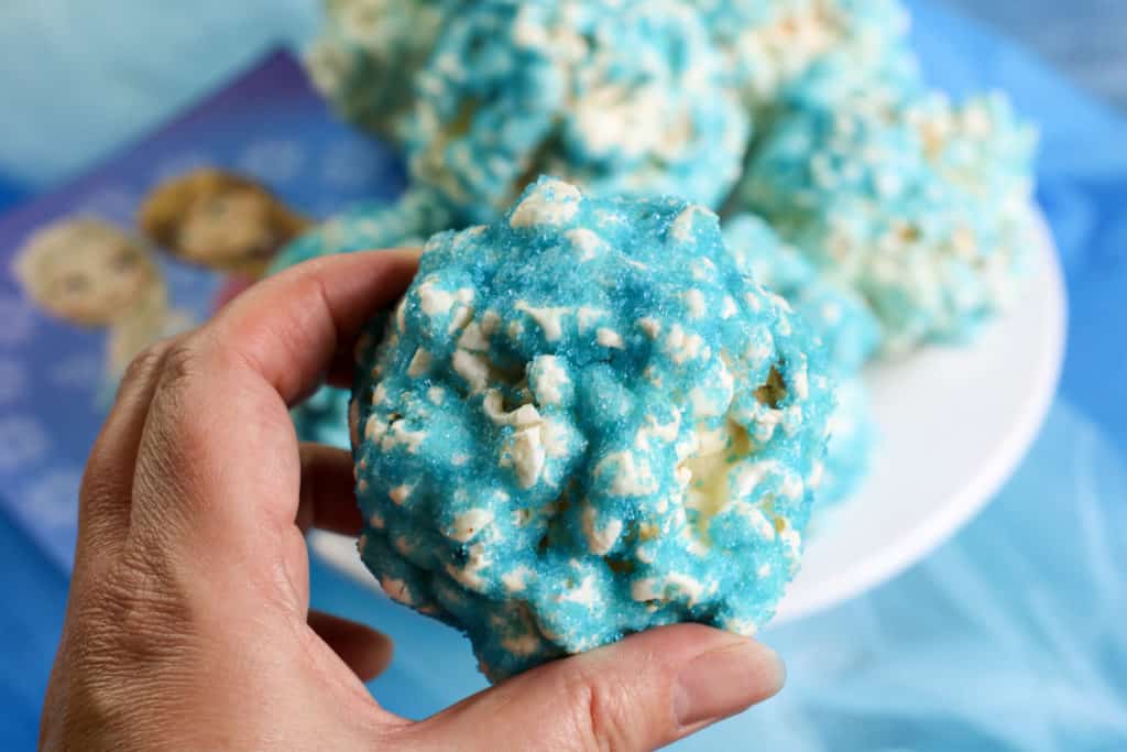 Frozen fans will love these delicious white chocolate popcorn balls.