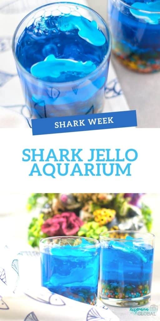 These delicious and colorful shark Jello aquarium cups are the perfect no-bake summer dessert, plus they're the perfect treat for Shark Week!