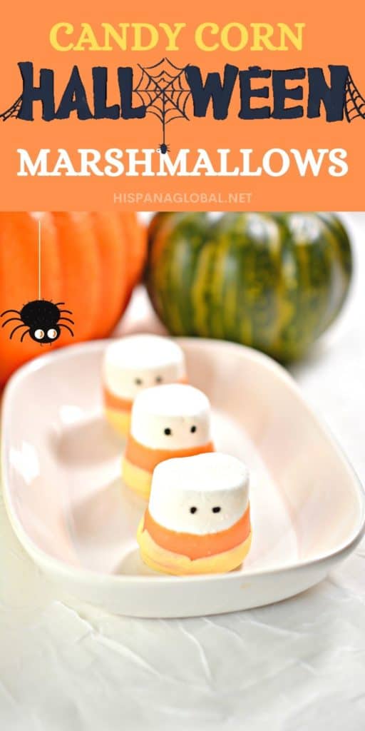 These candy corn marshmallow monsters are super easy to make and are delicious. They look great on any Halloween table!