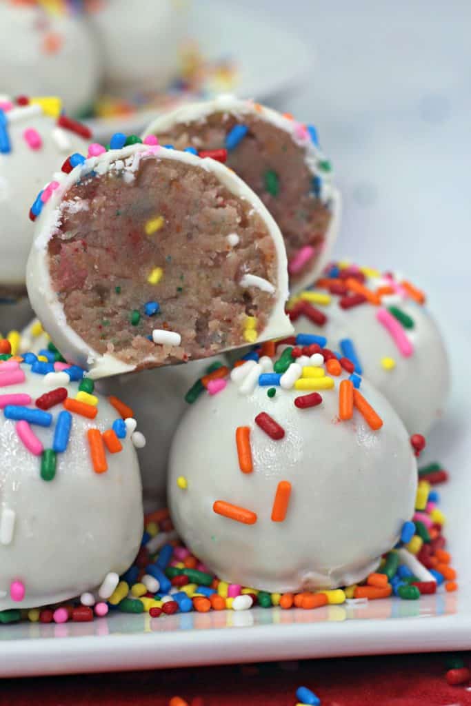 How to make funfetti cake balls covered in white chocolate