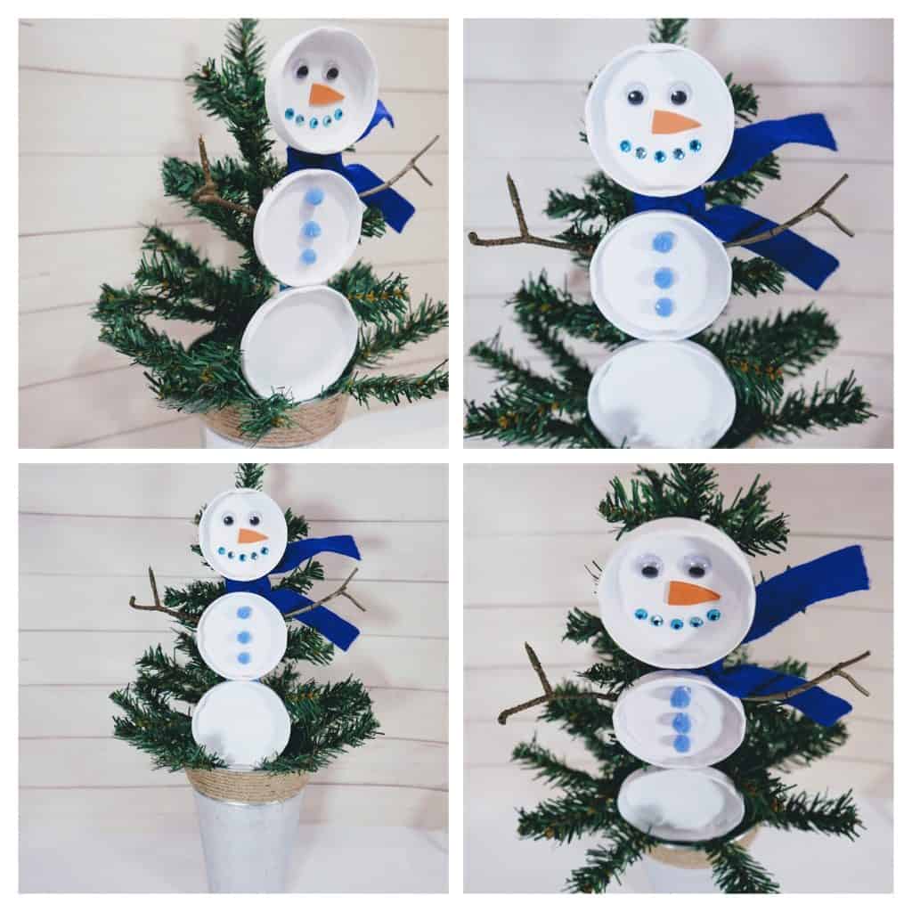 This upcycled snowman made from jar lids is an excellent craft that anyone can do. Kids will love helping decorate your home with it!