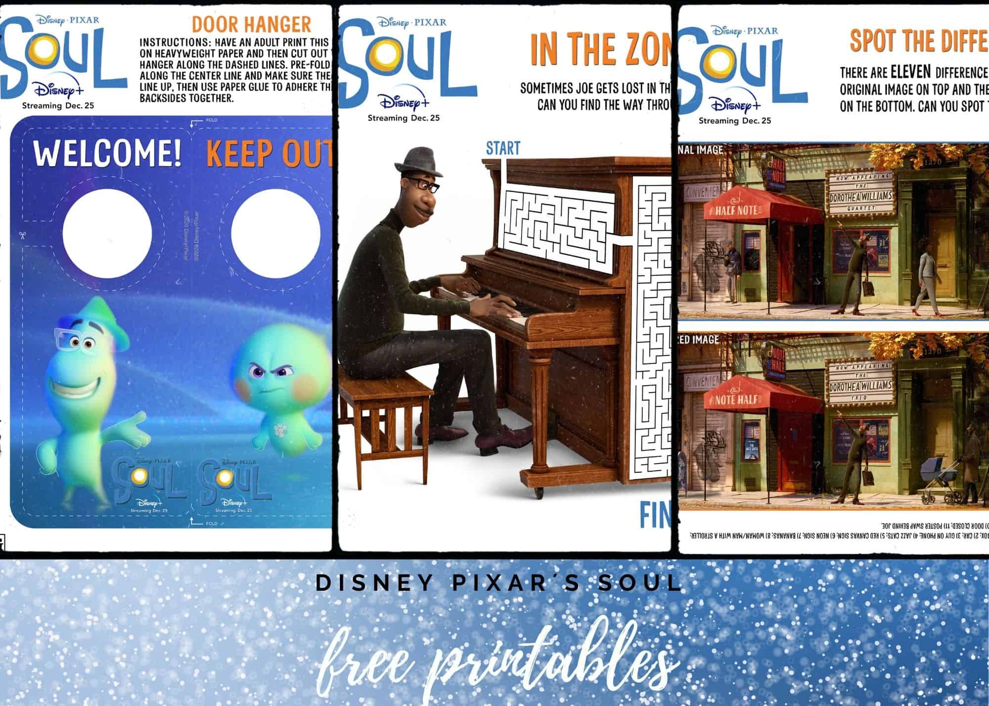 Free Printable Activity Sheets from Pixar’s Soul